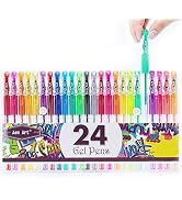 Aen Art Glitter Gel Pens Colored Fine Tip Markers with 40% More Ink for Adult Coloring Books, Dra...