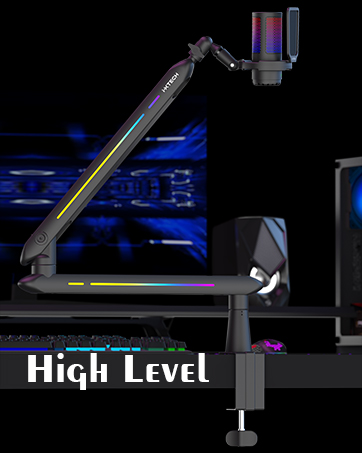 White cable management podcast equipment mic stand gaming accessories microphone pc arm home RGB