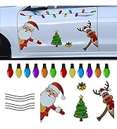 Christmas Car Refrigerator Decorations Reflective Bulb Light Shaped Magnets Ornaments Set Xmas Ho...