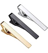Roctee Tie Clips for Men, 3 Pack Classic Tie Clip Silver Gold Black Necktie Tie Bar Pinch Clips S...