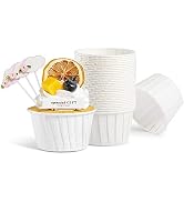 White Cupcake Liners, 100pcs Muffin Baking Cups,Ramekin Holders, Heavy Duty Oil-proof Wrappers fo...