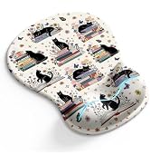 Cat Mouse Pad with Wrist Rest Cute Ergonomic Mousepad Middle Concave Office | Floral Book Wrist S...