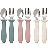 VITEVER 6 Pieces Toddler Utensils, Kids Silverware Set with Silicone Handle, Children Safe Spoons...