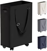Slim Rolling Laundry Basket, Slim Laundry Hamper with Wheels and Adjustable Long Handles, 45L Sma...