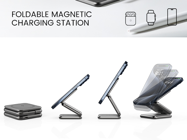 3 in 1 wireless charging station apple Foldable magsafe charger for iPhone 15 14 13 12 Pro Max Plus