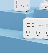 DEPOW Power Strip Surge Protector, 5FT Braided Extension Cord with Multiple Outlets-8 AC Outlets ...