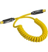 Poyiccot Coiled USB C Cable, Coiled USB C to USB C Cable 140W, 20Gbps Spring Coiled USB Type C Ch...
