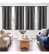 NICETOWN 4 Panels Grey Blackout Curtains 63 inch Length for Living Room | Thermal Insulated Curta...