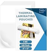 Binditek 100 Pack 5 Mil Thermal Laminating Pouches, 6 x 9 Inch, Ultra Clear Laminating Sheets, He...