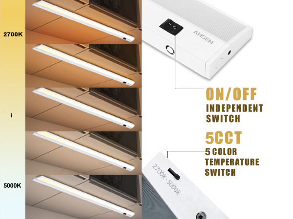 Ansen Hardwired Under Cabinet Lighting, LED Light for Kitchen/Closet,Dimmable, 5CCT