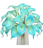 Letjolt Peacock Blue Calla Lily 20Pcs Artificial Flowers Bouquet for Wedding Bride Shower Blessin...