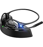 JabNecter Open Ear Headphones with Mic, Wireless Headset with Noise Canceling Mic & Charging Dock...