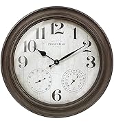Presentime & Co. 26" Clifton in/Outdoor Farmhouse Clock with Thermometer & Hygrometer as All in O...