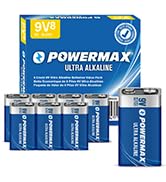 Powermax 8-Count 9V Batteries, Ultra Long Lasting Alkaline Battery, 7-Year Shelf Life, Reclosable...