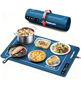 Food Warming Mat, Silicone Heating Tray with 7 Temperature Settings, Quick Full Surface Heating P...
