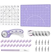Headley Tools 39 Pcs Rotary Cutter Set - Quilting Kit incl. 45mm Fabric Cutter with 5 Extra Blade...