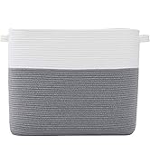 22"x14"x18" Mega Size Rectangular Extra Large Storage Basket, Cotton Rope Storage Baskets, Woven ...