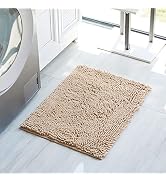 Chenille Soft Plush Bath Rugs for Bathroom, 24"x17" Non-Slip Absorbent Machine Washable Bathroom ...