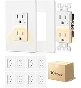 SURAIELEC 15AMP Outlet with Nightlight, Dusk to Dawn Guide Light, Electrical Receptacle with LED ...