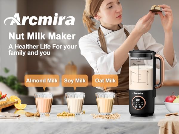 Automatic Nut Milk Maker Almond Milk Maker with Delay Start/Keep Warm/Boil Water