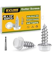 SVLING #8 x 1/2" Self Tapping Gutter Screws, 220PCS White Painted Hex Head Sheet Metal Screws Sli...
