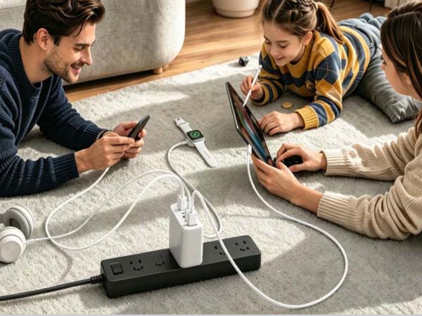 usb c and usb a charger block