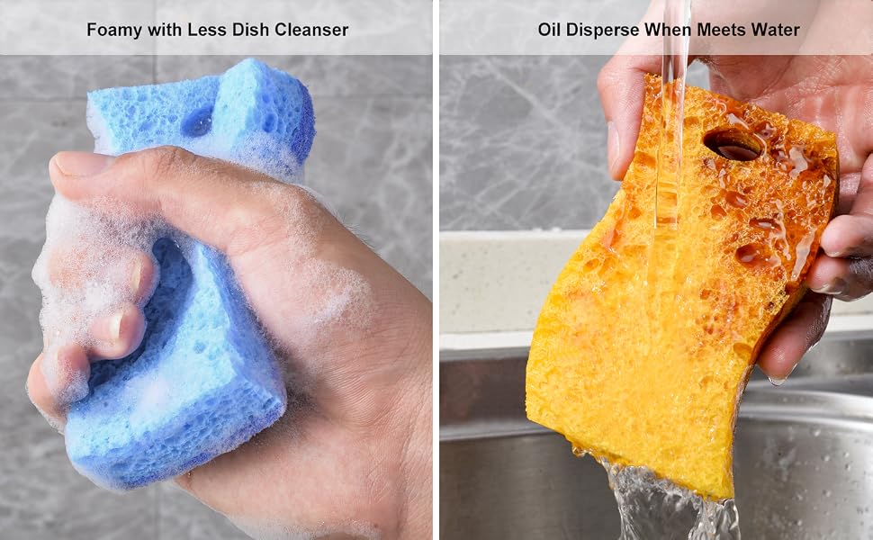 Compressed Cellulose Sponges Non-Scratch Natural Sponge Cleaning Scrub Sponge