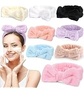 UMIKU 8 Pack Spa Headband for Women Facial Headband Makeup Headbands Soft Coral Fleece Skincare C...