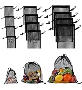iMucci 6Pcs Mesh Bag Stuff Sack Nylon Drawstring Laundry Bag Gym Bag 13"X15.5"…