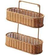 Bothyi Woven Hanging Organizer Basket, 2 Tier Hanging Fruit Basket, Hand Woven 2 Tier Basket Stan...