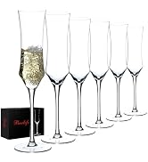 BACLIFE Crystal Champagne Flutes Set of 6-7 oz Hand Blown Champagne Glasses With Long Stem - Eleg...