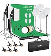 EMART 8.5 x 10 ft Backdrop Support System, Professional Photography Lighting Kit with 50W LED Blu...