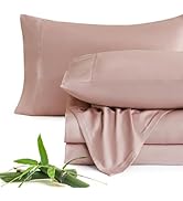 JSD Dusty Pink 100% Viscose Derived from Bamboo Sheet Set Queen, Cooling Sheets for Hot Sleepers,...