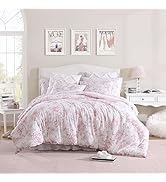 Laura Ashley - Queen Comforter Set, Reversible Cotton Bedding with Matching Shams, Medium Weight ...