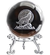 ZEERSHEE 3D Crystal Wolf Figurines Wolf Gifts for Man Women 60mm Glass Laser Ball Paperweight wit...