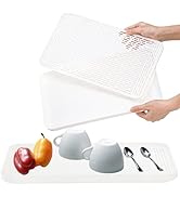ZOOFOX 2 Pack Small Dish Drying Rack, Cup Drying Rack with Drying Board, Dish Drain Boards for Ki...
