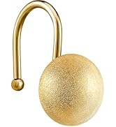 EleCharm Gorgeous Gold Shower Curtain Hooks Rings, Set of 12 Brass Decorative Shower Hanger Rings...