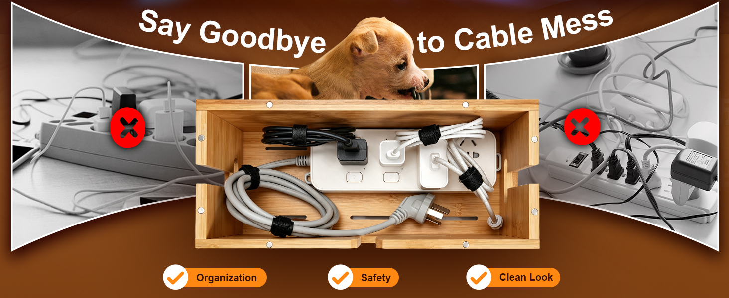 cable management box, wooden box, wood box, cord hider box, cable management