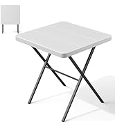 FurniEdge 27'' Square Folding Table, Foldable Table No Assembly 400lbs Weight Capacity, Heavy Dut...