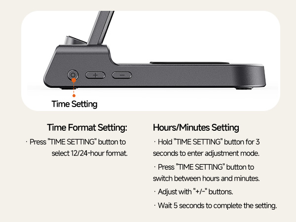 wireless charging station with clock
