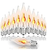 PASUTO 12 Pack C7 Flickering Flame Light Bulbs, Clear E12 Flickering Flame Bulb, Ideal for Christ...