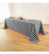 Essifunia Classic Gingham Buffalo Tablecloth Fabric - Oblong 90x132 Inch Water Proof Checkered Ta...