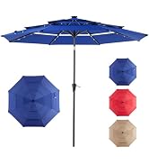 DUMOS LED Outdoor Patio Umbrella 10 FT UV-Resistant Market Umbrella with Tilt Adjustment & Crank ...