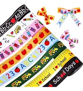 FYSUIMU 8 Rolls Back to School Grosgrain Ribbons School Teacher Themed Ribbon Bus Ruler Pencil Ap...