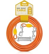 Petbobi Dog Tie-Out Cable 30ft - Outdoor Leash 4mm Metal Cable with Shock Absorbing Spring 360° S...