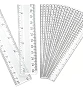 Eboot 20 Pack 12 Inch Clear Plastic Rulers Bulk, Easy-to-Read Straight Edge Rulers with Inches an...