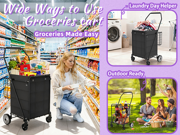 Wide Ways to Use with JIALIJIU Grocery Cart