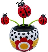 Solar Powered Dancing Flower Toy, The Ladybird with Seven Stars Solar Swinging Flip Flap Flower A...