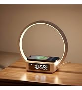 WILIT Bedside Lamp with Alarm Clock, Sunrise Wake-up Light, Wood Grain | Nightlight for Bedroom, ...