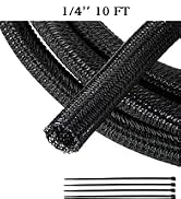 RED WOLF 1/4” x 10FT Cable Sleeves Cord Management Braided Wire Loom Sleeving Protector Wiring Ca...